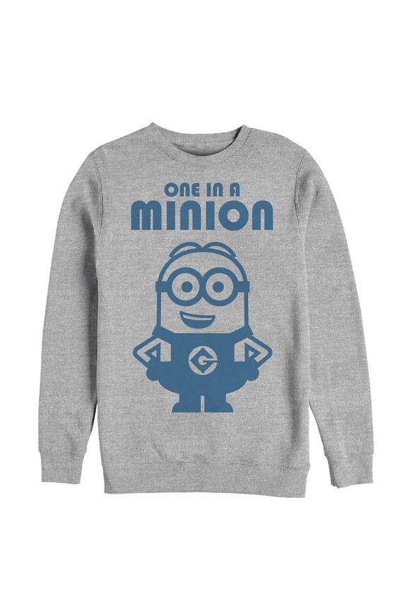 Men's Despicable Me One in Minion Smile Sweatshirt Athletic Heather Large
