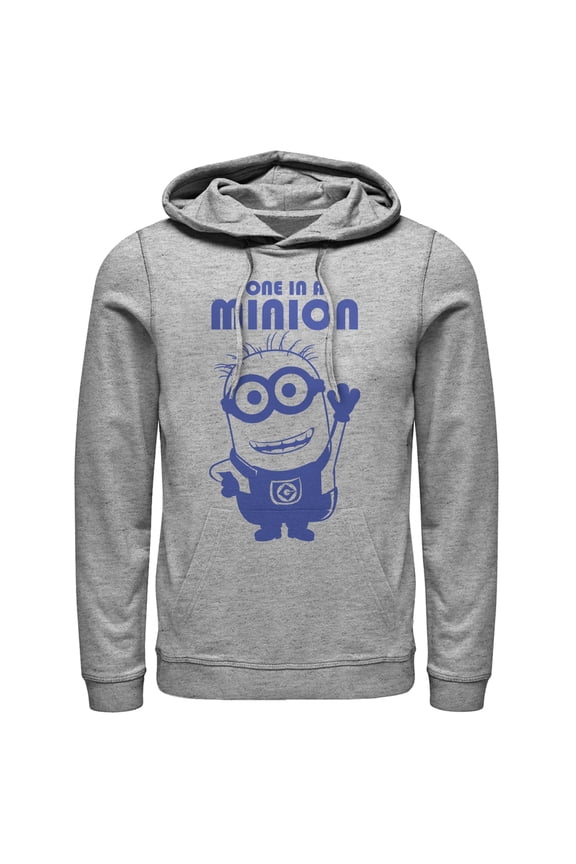 Men's Despicable Me One in Minion Wave Pull Over Hoodie Athletic Heather Large