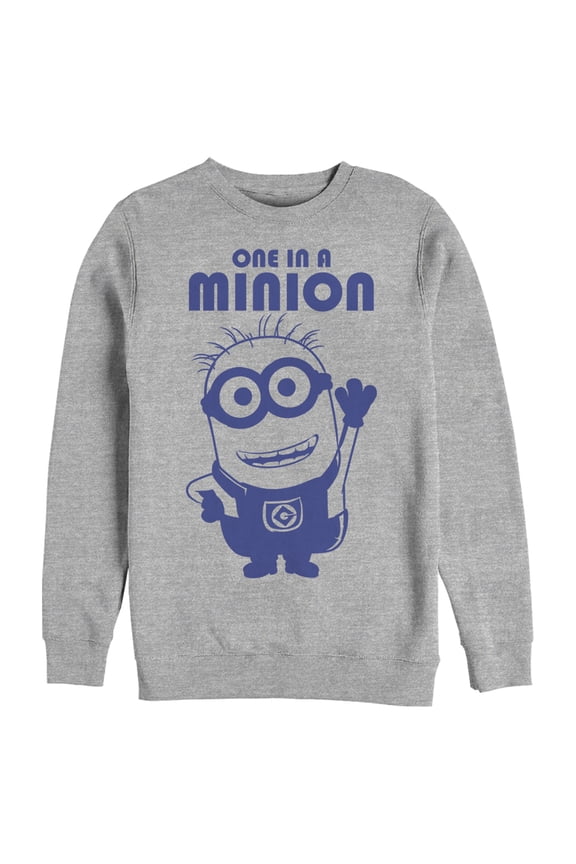 Men's Despicable Me One in Minion Wave Sweatshirt Athletic Heather Large