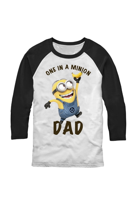 Men's Despicable Me One in a Minion Dad Baseball Graphic Tee White/Black Medium