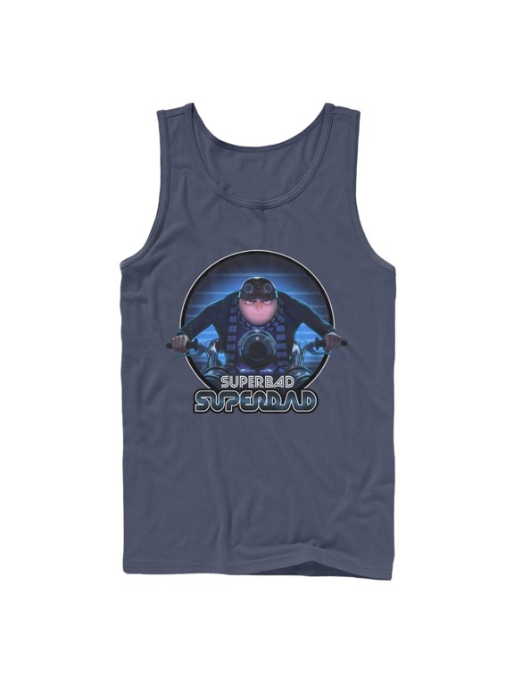 Men's Despicable Me Superbad Super Dad Tank Top Navy Blue Medium