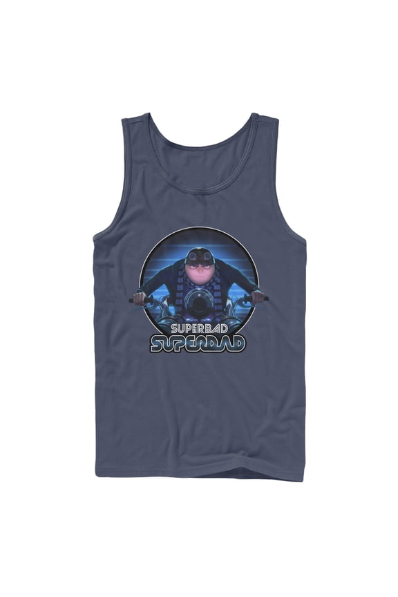 Men's Despicable Me Superbad Super Dad Tank Top Navy Blue Small