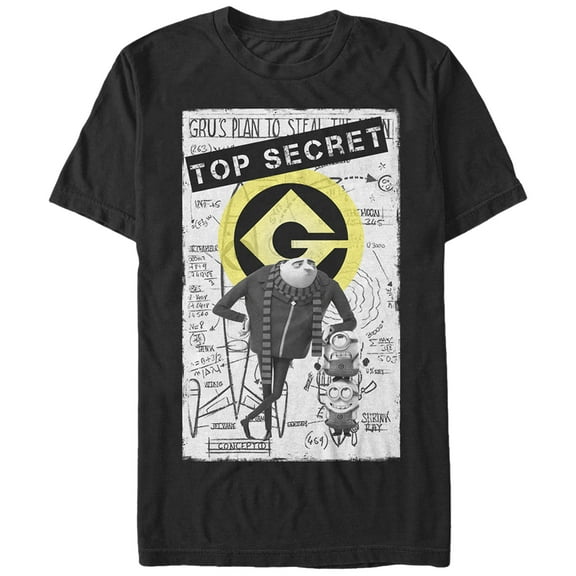 Men's Despicable Me Top Secret  Graphic Tee Black 4X Large
