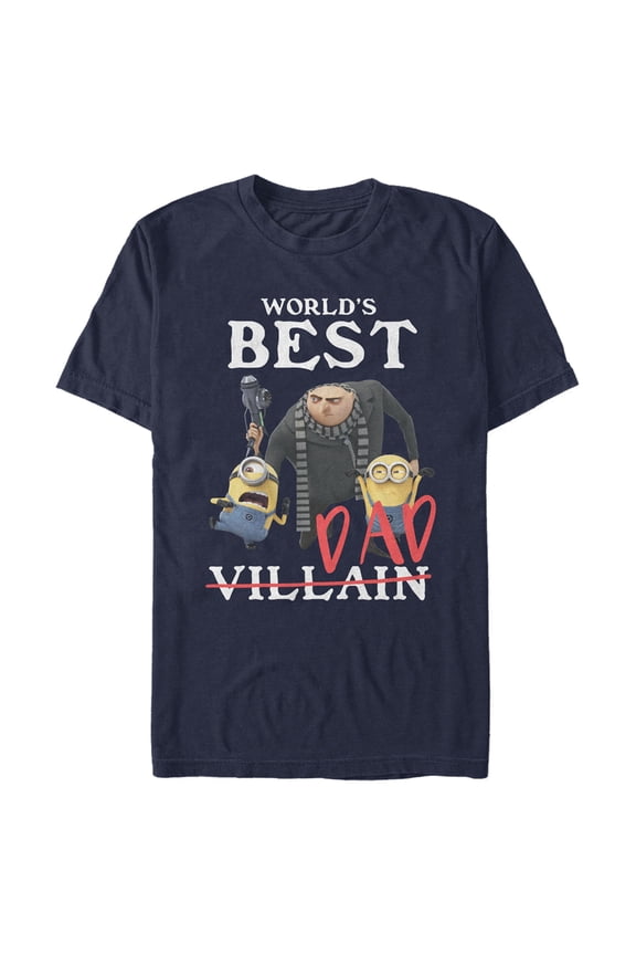 Men's Despicable Me World's Best Dad Gru and Minions Graphic Tee Navy Blue Large