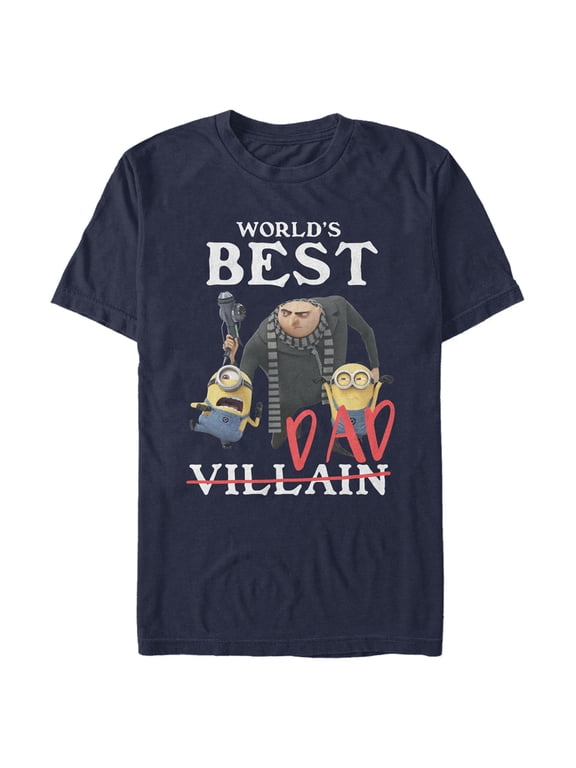 Men's Despicable Me World's Best Dad Gru and Minions Graphic Tee Navy Blue X Large