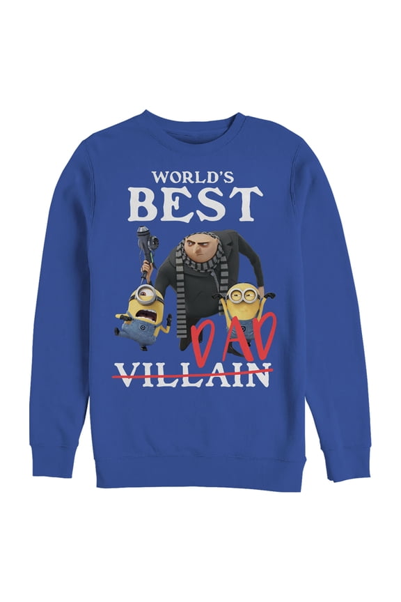 Men's Despicable Me World's Best Dad Gru and Minions Sweatshirt Royal Blue 3X Large