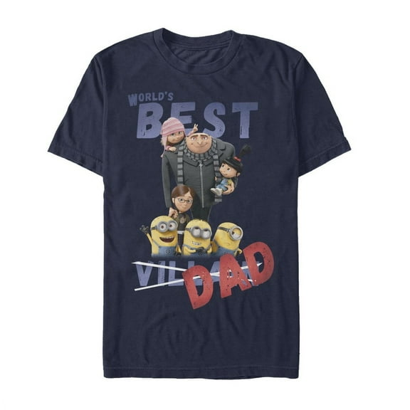 Men's Despicable Me World's Best Villain Dad Graphic Tee Navy Blue 3X Large