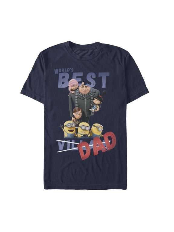 Men's Despicable Me World's Best Villain Dad Graphic Tee Navy Blue 3X Large
