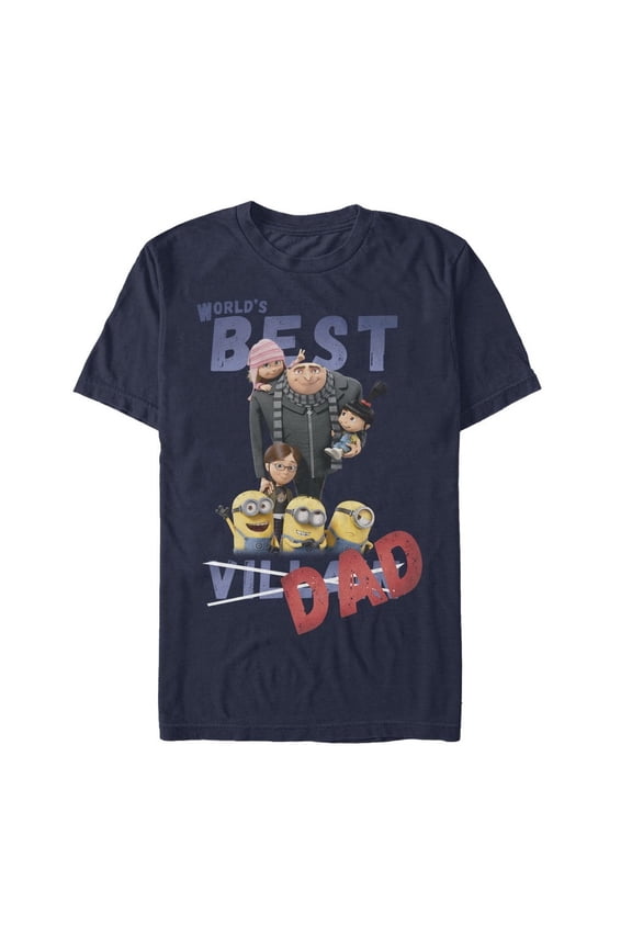 Men's Despicable Me World's Best Villain Dad Graphic Tee Navy Blue Large