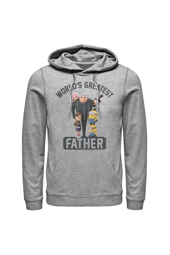 Men's Despicable Me World's Greatest Father Pull Over Hoodie Athletic Heather Large