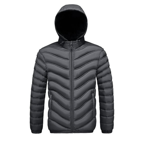 Men's Detachable Hooded Jackets Sstand Collar Front Zipper Print Coat Casual Thermal Winter Outwear With Zip Pockets (4XL, Gray-B)