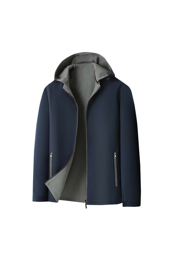 Men's Detachable Hooded Soft Jacket Full Zip Sweatshirts Waterproof Windbreaker Rain Jacket for Tactical Hiking