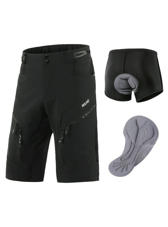 Arsuxeo Men's Detachable Padded Bike Shorts with Pockets Breathable Biking Shorts Hiking Shorts
