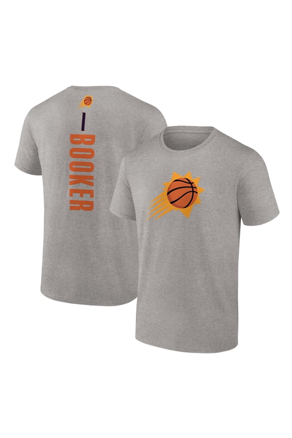 Men's Devin Booker Heathered Gray Phoenix Suns Playmaker Name & Number T-Shirt