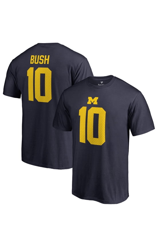 Men's Devin Bush Navy Michigan Wolverines College Legends Name & Number T-Shirt