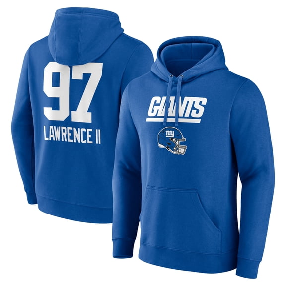Men's Dexter Lawrence II Royal New York Giants Name & Number Team Wordmark Pullover Hoodie