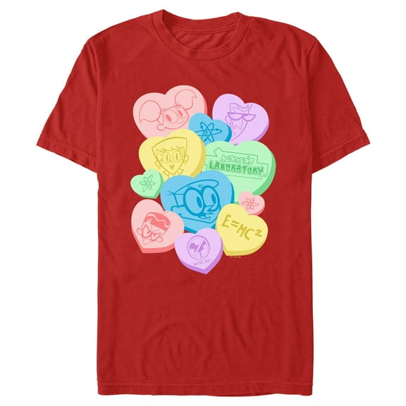 Men's Dexter's Laboratory Valentine's Day Conversation Hearts  Graphic Tee Red Large