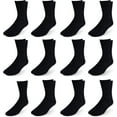 thumbnail image 1 of Men's Diabetic Cotton Crew Socks - Loose Fitting Non-Binding Top Circulatory Cushion Bottom Black 12 Pairs, 10-13, 1 of 6