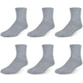 thumbnail image 1 of Men's Diabetic Cotton Crew Socks - Loose Fitting Non-Binding Top Circulatory Cushion Bottom Grey 6 Pairs, 13-15, 1 of 6