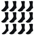 thumbnail image 1 of Men's Diabetic Cotton Crew Socks - Loose Fitting Non-Binding Top Circulatory Cushion Bottom White 6 Pairs, 10-13, 1 of 11