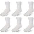 thumbnail image 1 of Men's Diabetic Cotton Crew Socks - Loose Fitting Non-Binding Top Circulatory Cushion Bottom White 6 Pairs, 13-15, 1 of 6