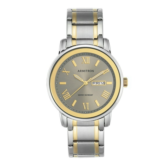 Men's Dial Watch, Grey, Two-Tone Stainless Steel Bracelet