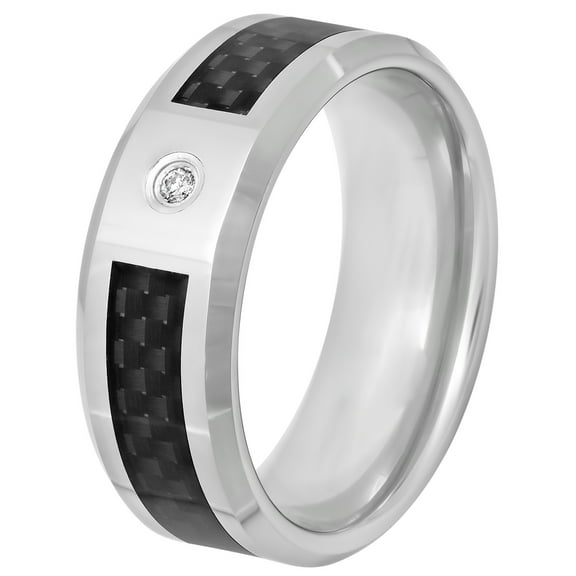 Men's Diamond Accent Ring in Tungsten with Carbon Fiber, 8mm