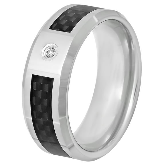 Men's Diamond Accent Ring in Tungsten with Carbon Fiber, 8mm