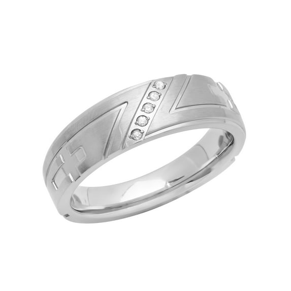 Men's Diamond Accent Stainless Steel Tapered Cross Ring