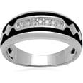 thumbnail image 1 of Men's Diamond Accent Sterling Silver Enamel Wedding Band, 1 of 1