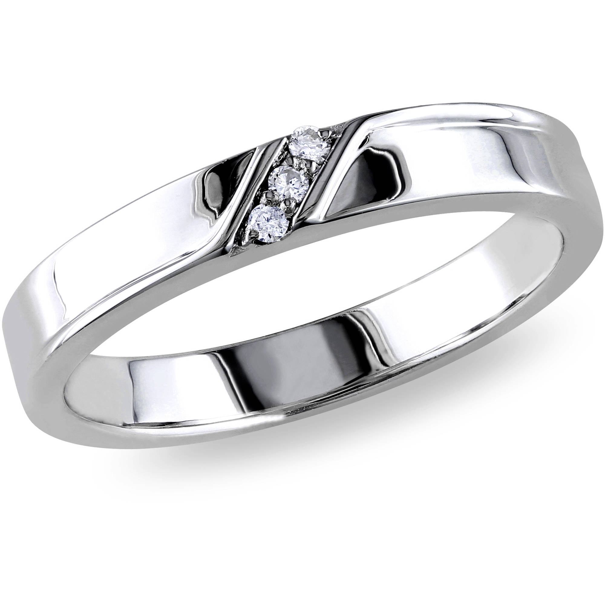 Men's Diamond-Accent Sterling Silver Wedding Band - Walmart.com