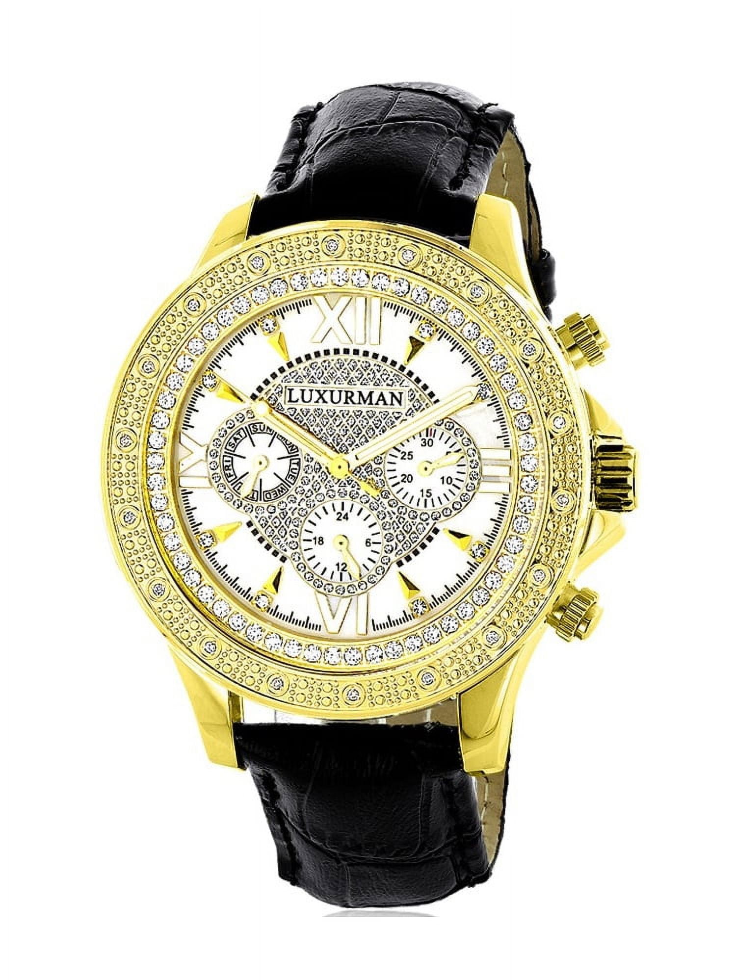 Men s Diamond Black Watch with Two Extra Leather Straps Walmart