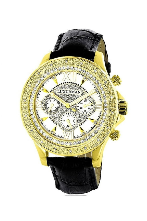 Men's Diamond Black Watch with Two Extra Leather Straps