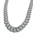 thumbnail image 1 of Men's Diamond Dust Bubble Cuban Choker Chain Heavy Silver Tone 16MM Wide 18" Inch Necklace, 1 of 5