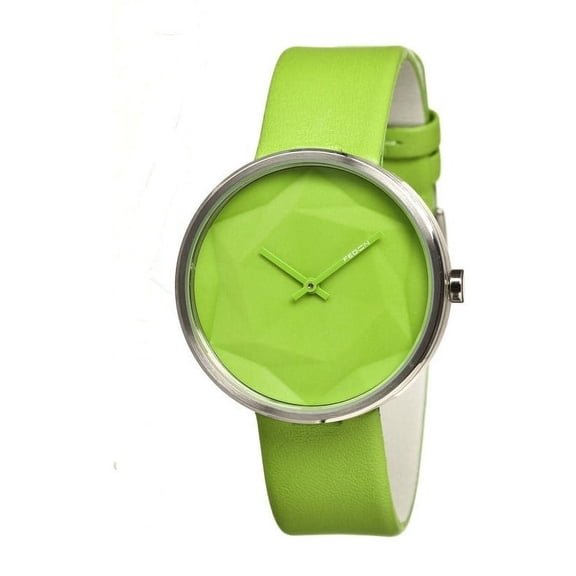 Men's Diamond Green Leather Green Analog Watch