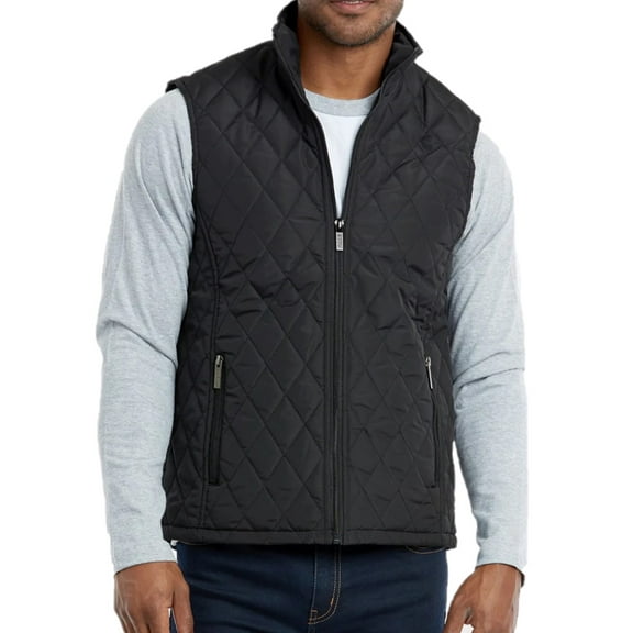 Men's Diamond Quilted Full Zip Puffer Vest, Black M, 1 Count, 1 Pack