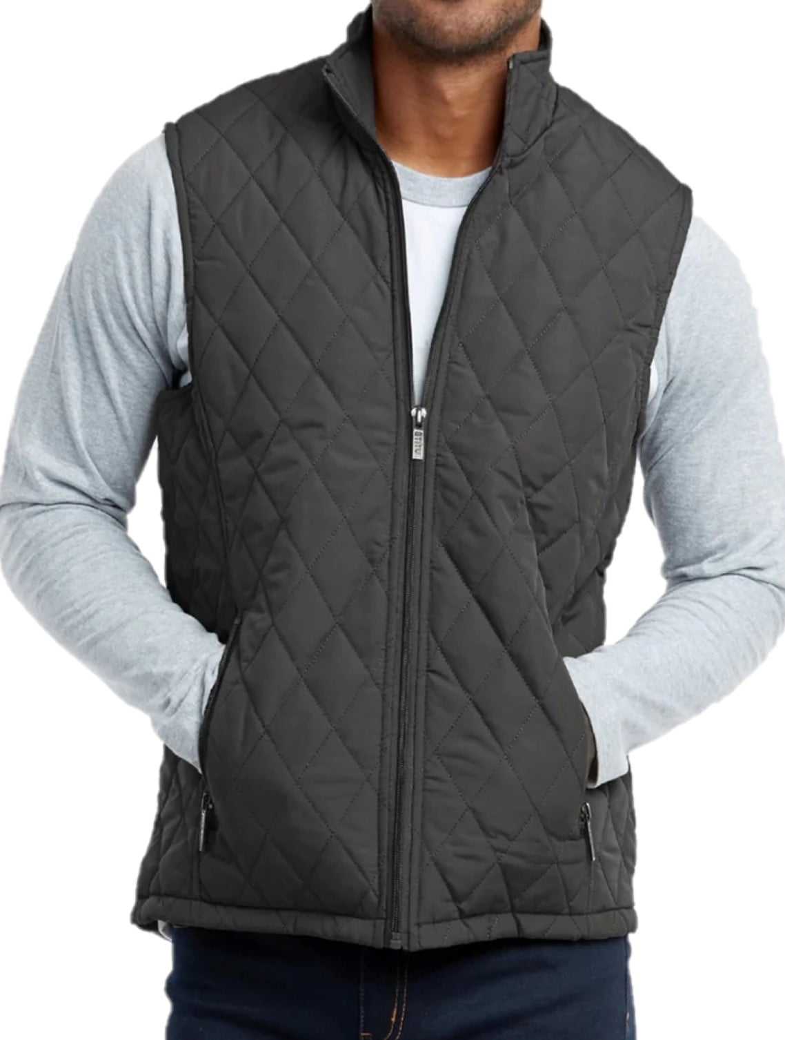 Men's Full-Zip Diamond Quilted Lightweight Padded Puffer