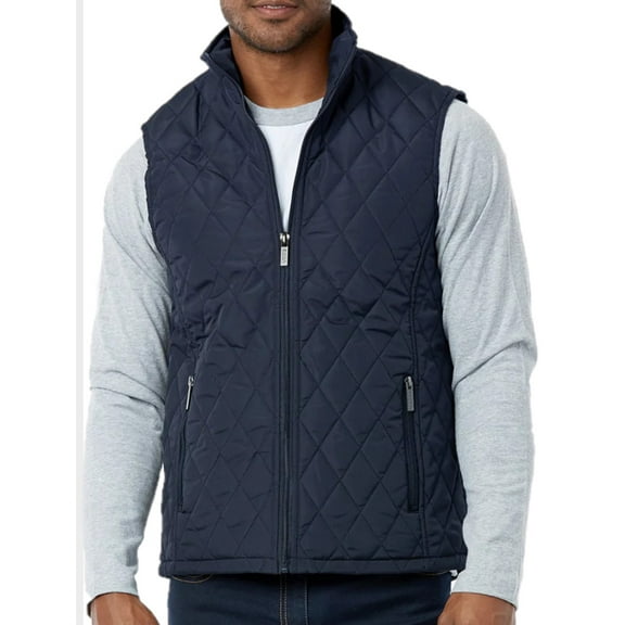 Men's Diamond Quilted Full Zip Puffer Vest, Navy 2XL, 1 Count, 1 Pack