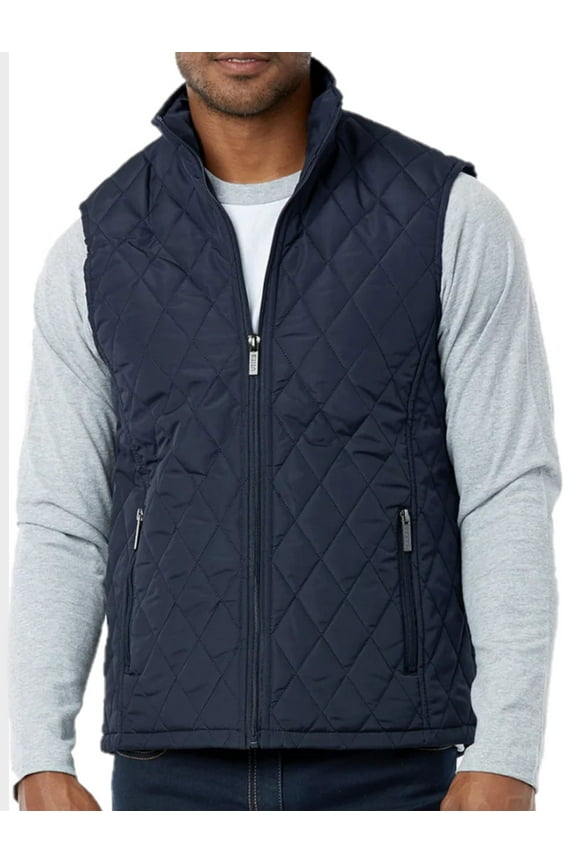 Men's Diamond Quilted Full Zip Puffer Vest, Navy 2XL, 1 Count, 1 Pack