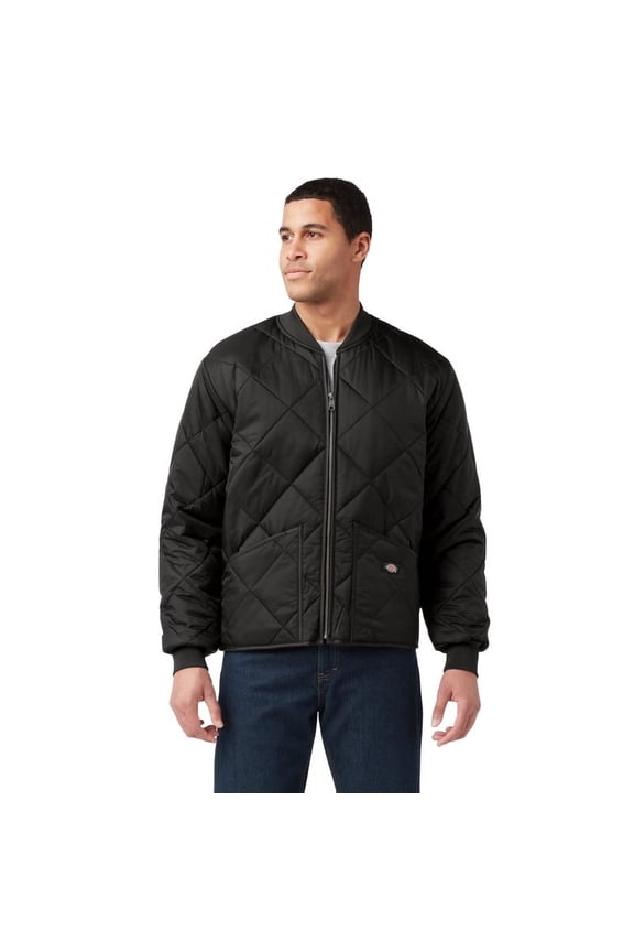 Men's Diamond Quilted Jacket, Black, 2XL