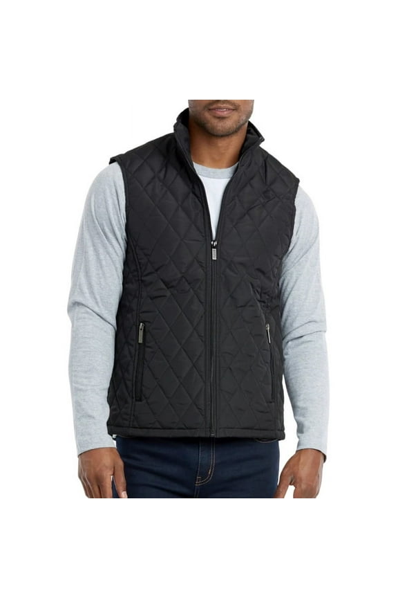 Men’s Diamond Quilted Puffer Vest Full Zip Up With Zippered Pockets Stand Collar Lightweight Causal Sleeveless Jacket Warmth Fall Winter Menswear Tops