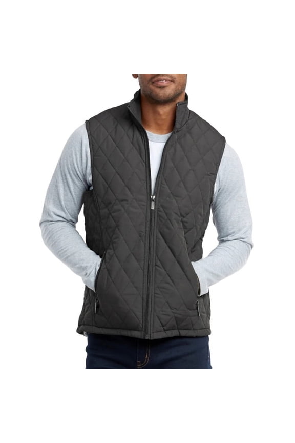 Men’s Diamond Quilted Puffer Vest Full Zip Up With Zippered Pockets Stand Collar Lightweight Causal Sleeveless Jacket Warmth Fall Winter Menswear Tops