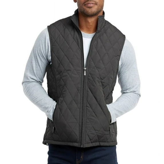 Men’s Diamond Quilted Puffer Vest Full Zip Up With Zippered Pockets Stand Collar Lightweight Causal Sleeveless Jacket Warmth Fall Winter Menswear Tops