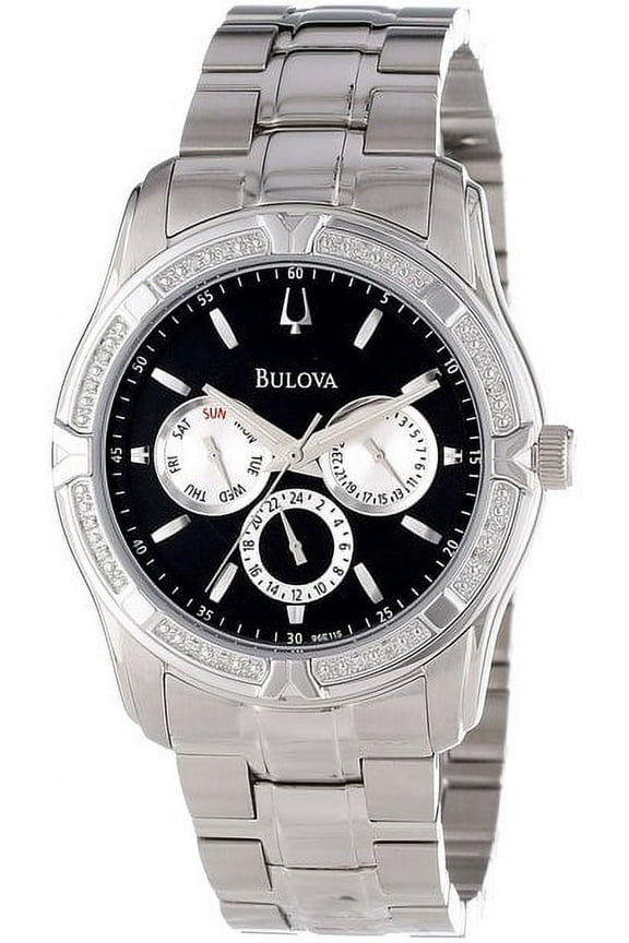 Men's Diamond Stainless Steel Black Dial 42 mm