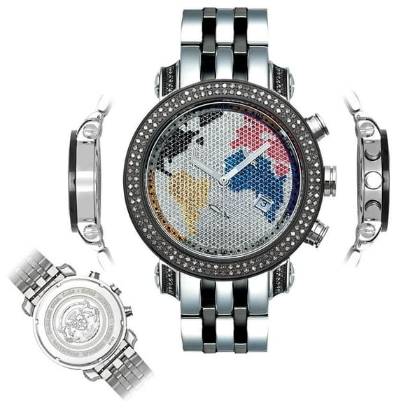 Men's Diamond Watch Classic JCL39 1.75 Ct World Map Dial