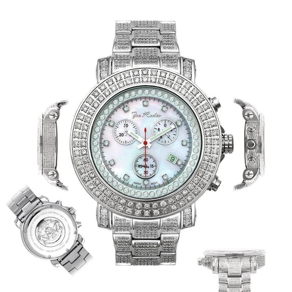 Men's Diamond Watch Joe Rodeo Junior JJU27 16.25 Ct Fully Loaded MOP White Dial
