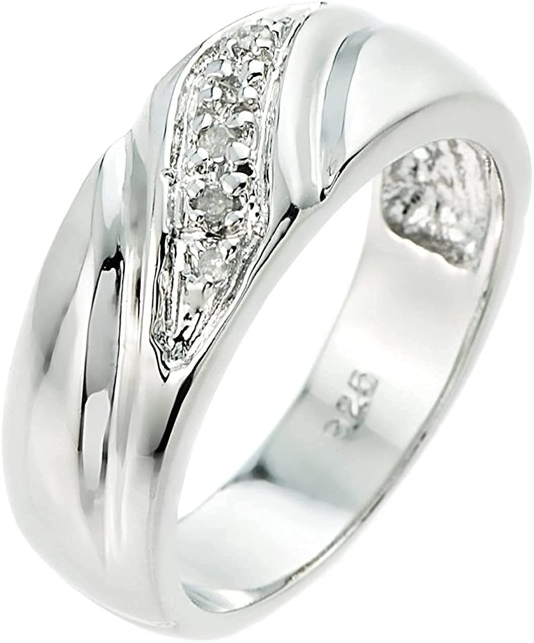Men's Diamond Wedding Rings 925 Sterling Silver 5 Diamond Accented Mens ...