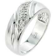 FACTORY DIRECT JEWELRY Men's Diamond Wedding Rings Band Flat Diamond Accented Wedding Ring, 925 Sterling Silver