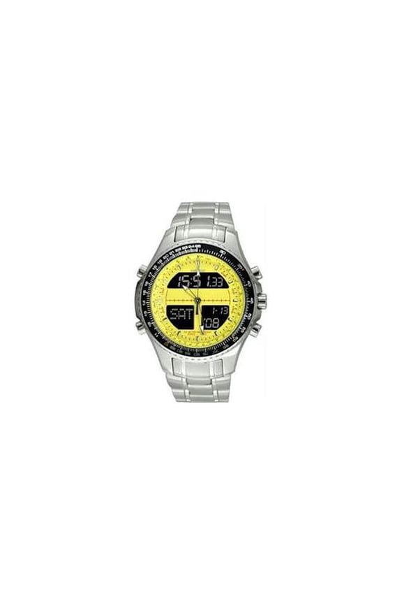 Men's Digital Alarm Chronograph World Time Yellow Dial - Watch