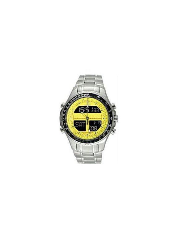 Men's Digital Alarm Chronograph World Time Yellow Dial - Watch